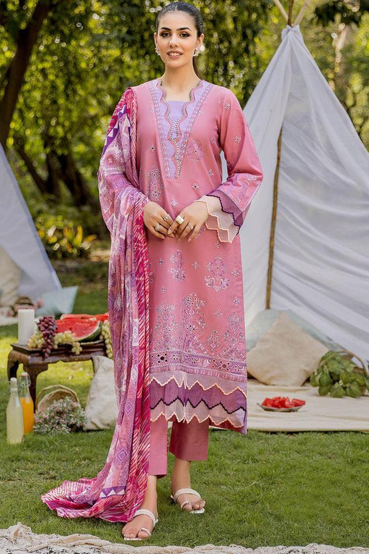 3 Pcs Unstitched Embroidered Suit || Spn-10-Safwa Spinel