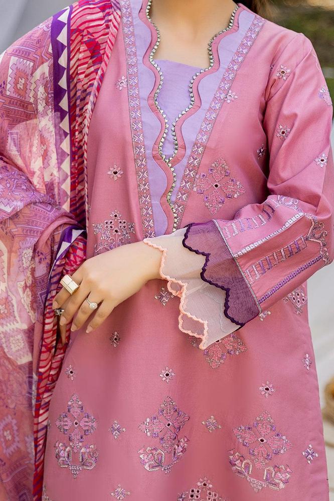 3 Pcs Unstitched Embroidered Suit || Spn-10-Safwa Spinel